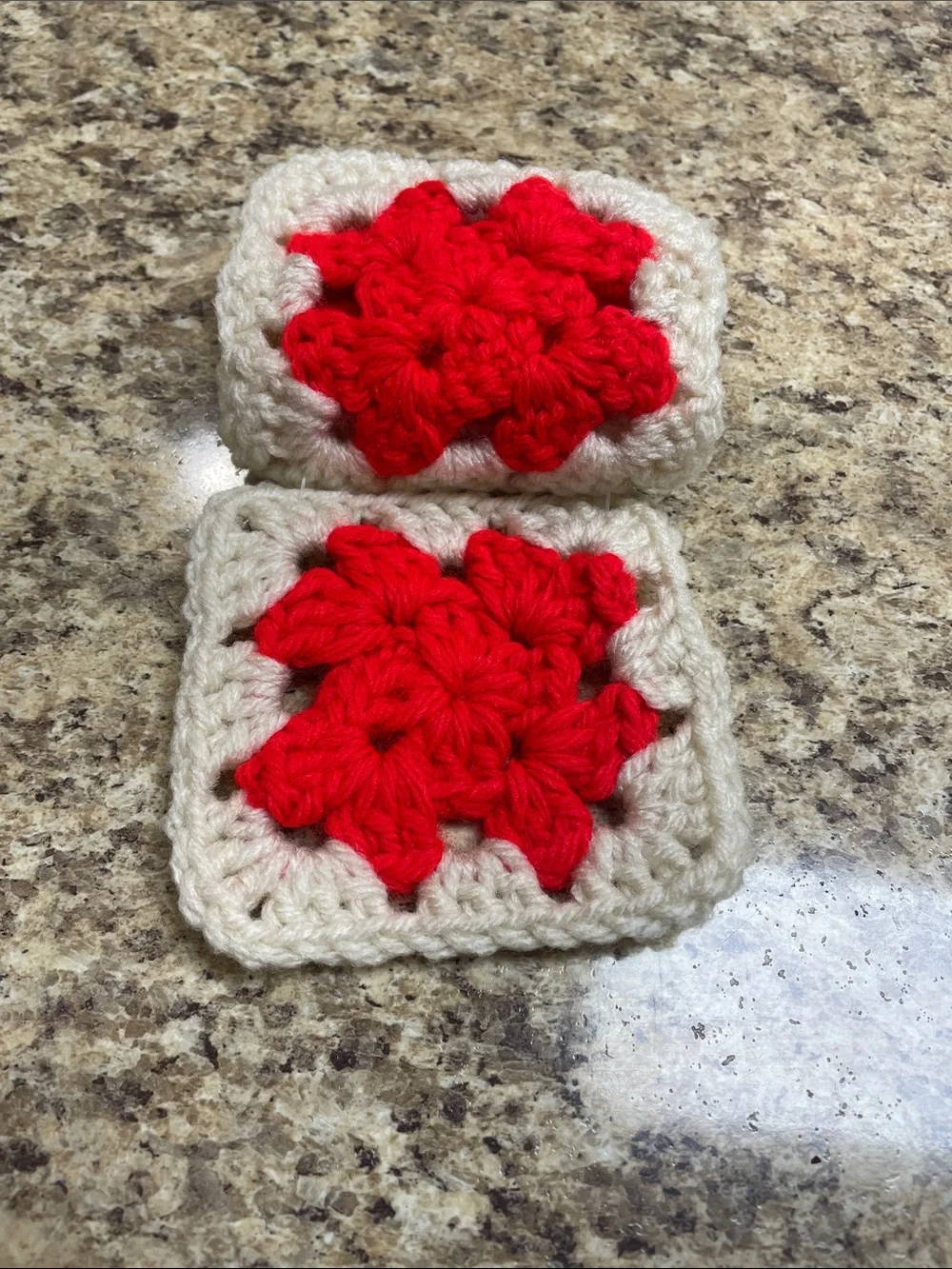 Vintage Handmade Crochet Granny Square Coasters. Lot of 6.